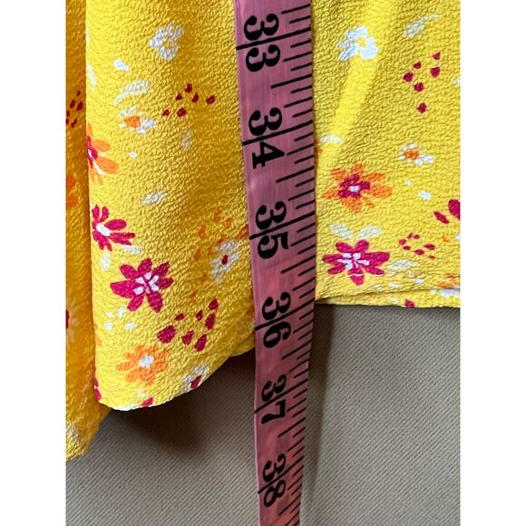 BCBGeneration Fit and Flare Elastic Waistband Midi Skirt Yellow Floral M NWT - Picture 11 of 13